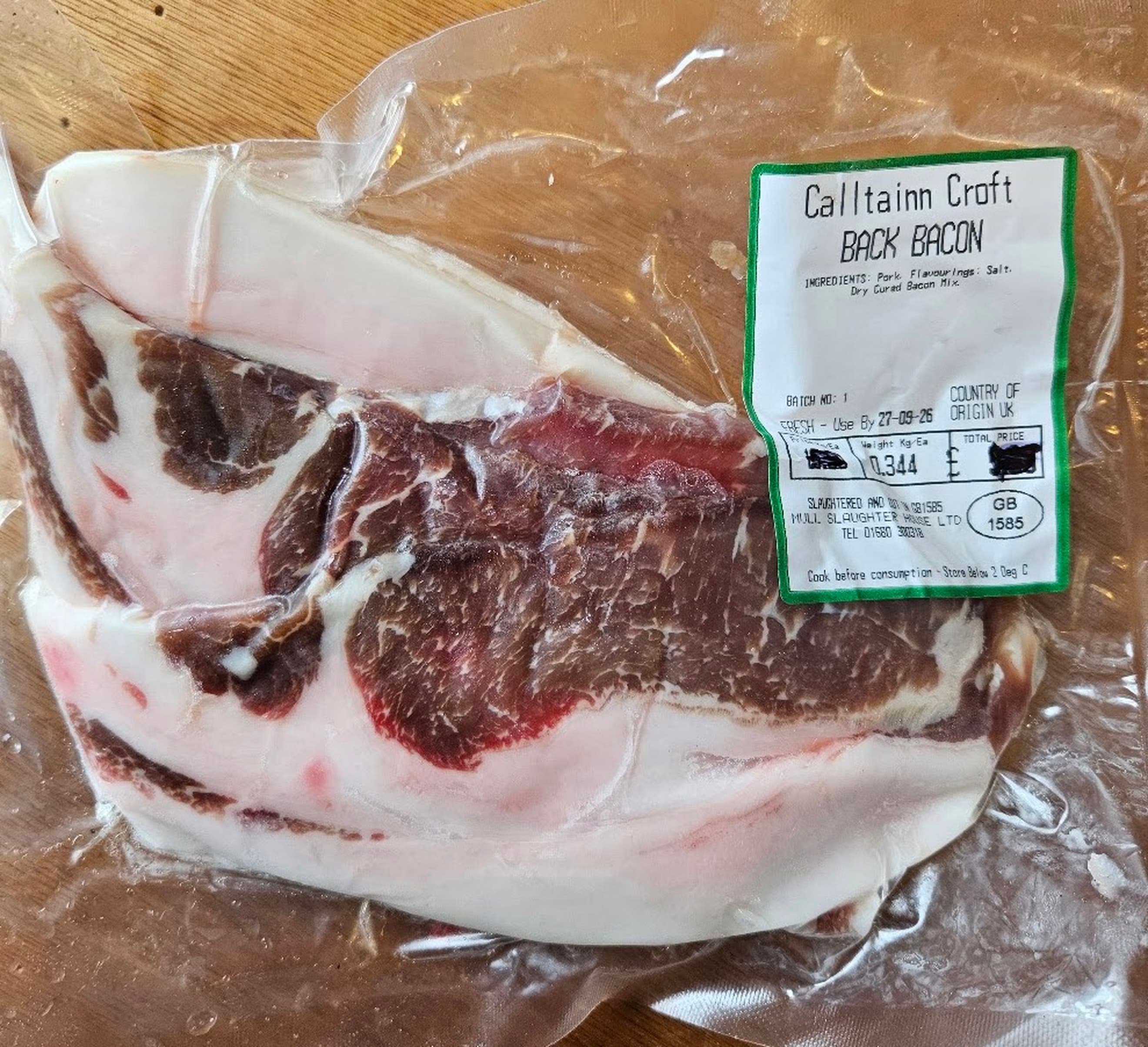 Pork bacon (back) £8