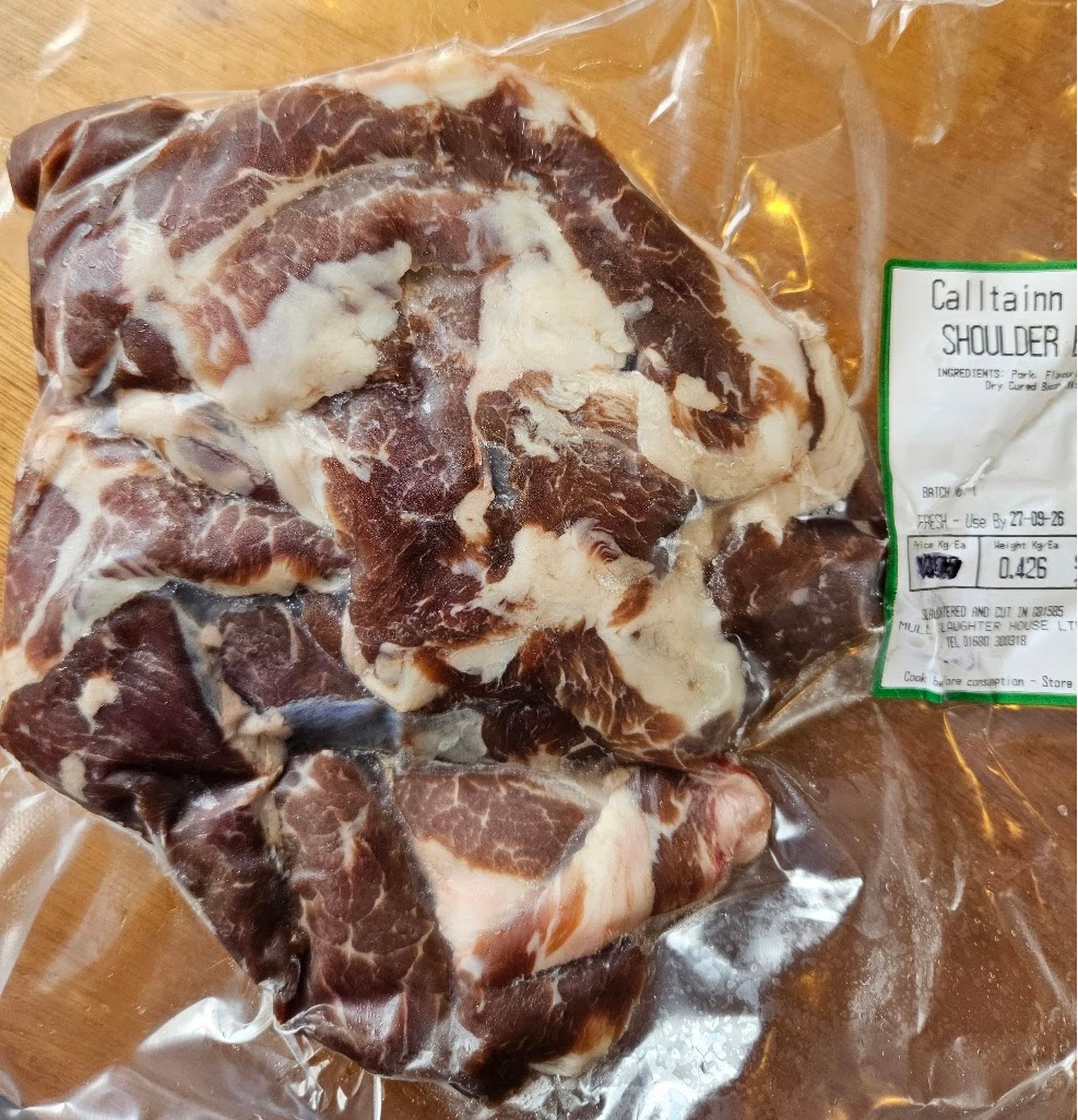 Pork bacon (shoulder) £6.00