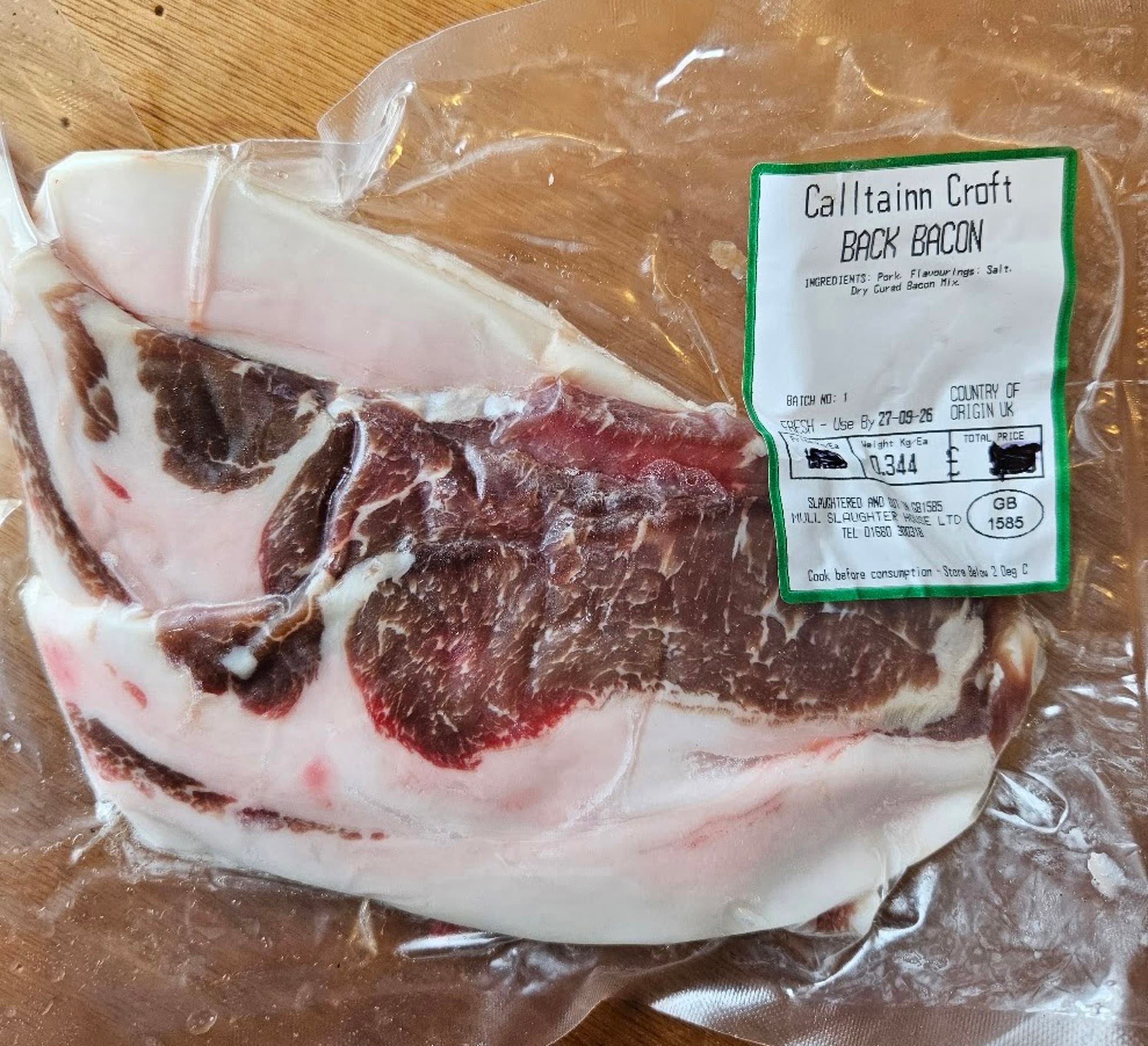 Pork bacon (back) £9